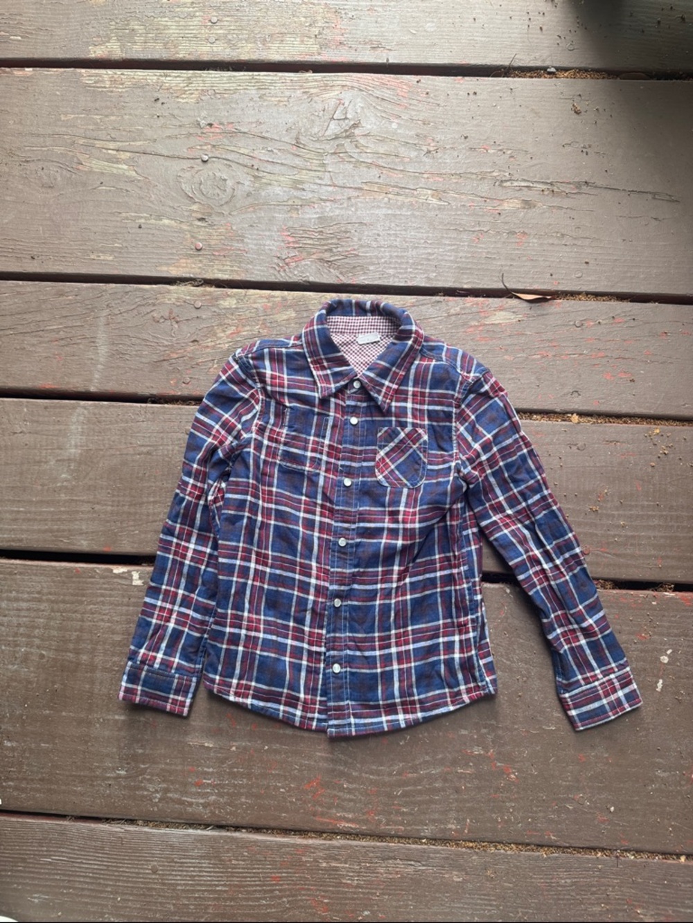 Children's Plaid Button-Down Shirt - Navy & Burgundy